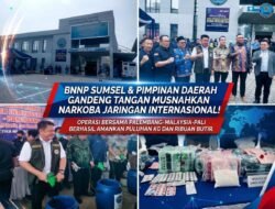 BNNP Sumatera Selatan memusnahkan barang bukti narkotika jaringan internasional Malaysia-Palembang-PALI berupa 45,5 kg sabu, 9.439 butir ekstasi, dan 140 cartridge Etomidate.