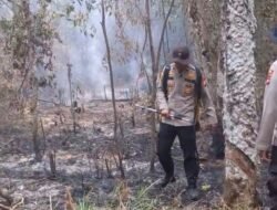 Kapolsek Rantau Bayur Bersama MPA Padamkan Karhutla dengan Alat Sederhana